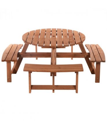 Garden Picnic Set Fir Wood Brownish Red 178cm x 178cm x 70cm 8-Seater Wooden