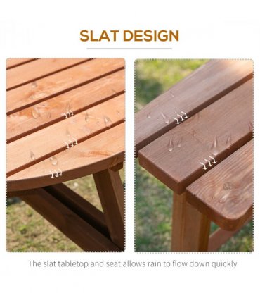 Garden Picnic Set Fir Wood Brownish Red 178cm x 178cm x 70cm 8-Seater Wooden