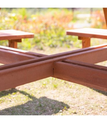 Garden Picnic Set Fir Wood Brownish Red 178cm x 178cm x 70cm 8-Seater Wooden