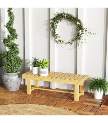 Outsunny 2-Seater Outdoor Garden Fir Wood Patio Bench