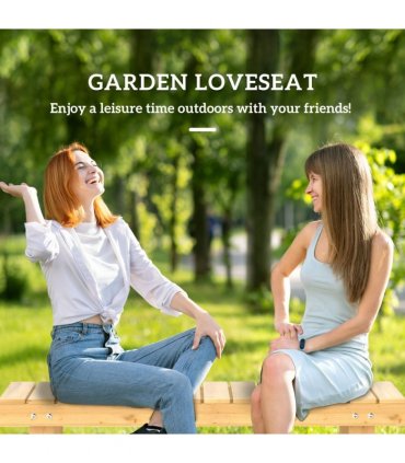 Outsunny 2-Seater Outdoor Garden Fir Wood Patio Bench