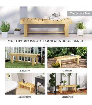 Outsunny 2-Seater Outdoor Garden Fir Wood Patio Bench