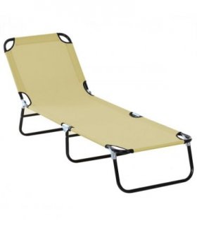 Reclining Lounge Chair with 3-Level Adjustable Backrest, Beige