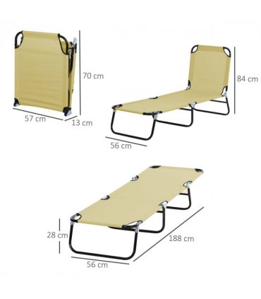 Reclining Lounge Chair with 3-Level Adjustable Backrest, Beige