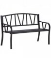 2-Seater Bench Solid Metal Loveseat Decorative Backrest Ergonomic Armrest