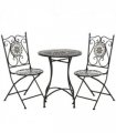 Ceramic Grey 60cm x 60cm x 71cm 3Pc Mosaic Tile Garden Bistro Set Folding Chairs