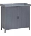 Garden Storage Cabinet, Potting Bench Table Galvanized Grey