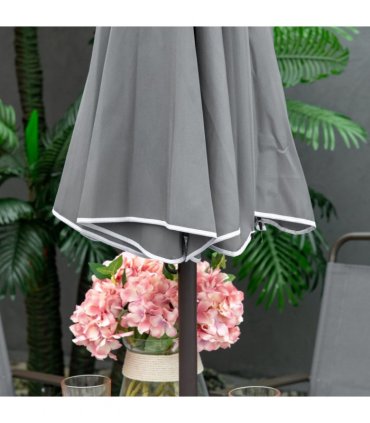 6Pc Patio Dining Set with Umbrella, 4 Folding Chairs Glass Table