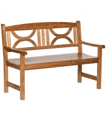 Outdoor Patio Loveseat Natural Wood Finish Poplar Wood 2-Seater Garden Bench