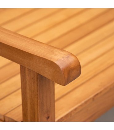 Outdoor Patio Loveseat Natural Wood Finish Poplar Wood 2-Seater Garden Bench