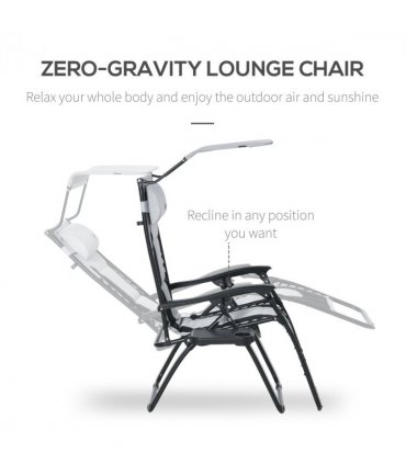 Zero Gravity Lounger Chair, Shade Cover, Cup Holder Headrest Grey