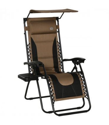 Zero Gravity Lounger Chair Brown Reclining Patio Chair Shade Cover 89cm x 65cm