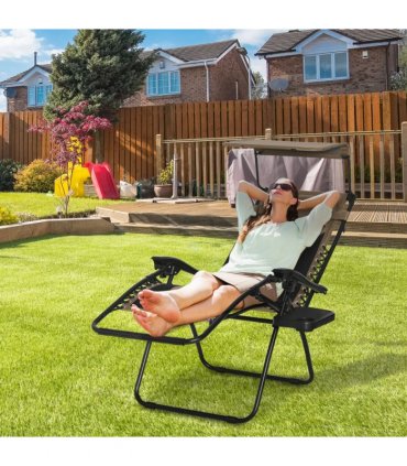 Zero Gravity Lounger Chair Brown Reclining Patio Chair Shade Cover 89cm x 65cm