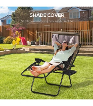 Zero Gravity Lounger Chair Brown Reclining Patio Chair Shade Cover 89cm x 65cm