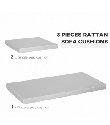 Seat Cushion Pads for Rattan Furniture, 3 PCs Garden Furniture Cushions, Grey