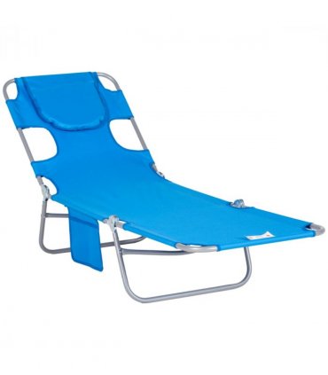 Beach Chaise Lounge Face Cavity Portable Sun Lounger, Reclining Adjust Blue