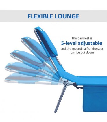 Beach Chaise Lounge Face Cavity Portable Sun Lounger, Reclining Adjust Blue