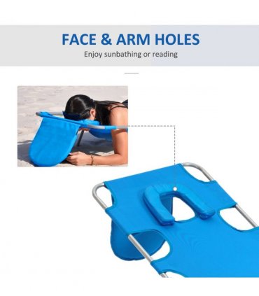 Beach Chaise Lounge Face Cavity Portable Sun Lounger, Reclining Adjust Blue