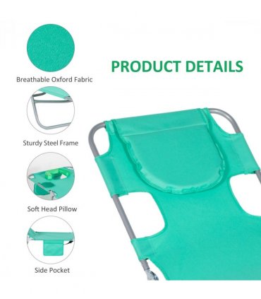 Garden Chair Reclining Lounge Face Cavity Pillow Green 183cmx55cmx81cm