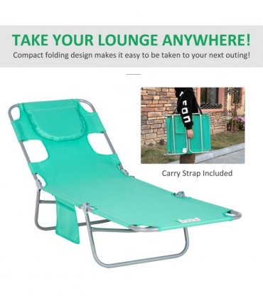 Garden Chair Reclining Lounge Face Cavity Pillow Green 183cmx55cmx81cm