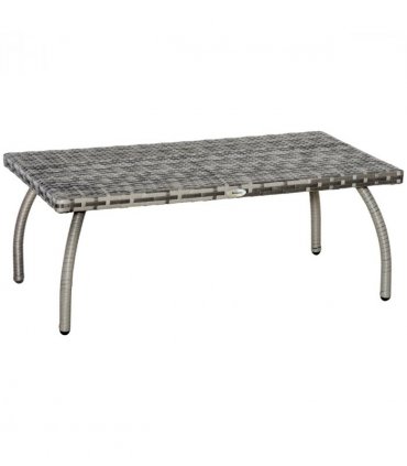 Rattan Coffee Table, Grey, 90 L x 50 W x 35 H cm, All-Weather, Stylish, Durable