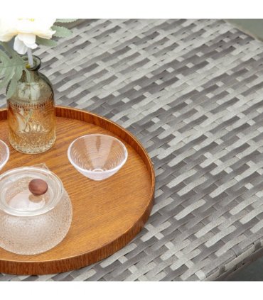 Rattan Coffee Table, Grey, 90 L x 50 W x 35 H cm, All-Weather, Stylish, Durable