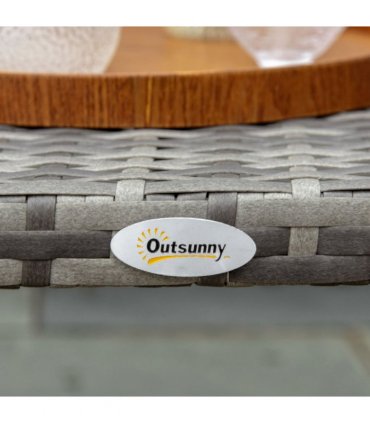 Rattan Coffee Table, Grey, 90 L x 50 W x 35 H cm, All-Weather, Stylish, Durable