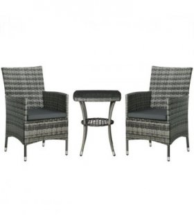2 Seater GardenRattan Furniture Bistro Set Table Set Conservatory, Light Grey