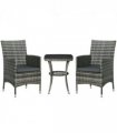2 Seater GardenRattan Furniture Bistro Set Table Set Conservatory, Light Grey