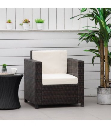 Garden Rattan Single Sofa Chair Brown PE UV Resistant 75cmx70cmx80cm Outdoor