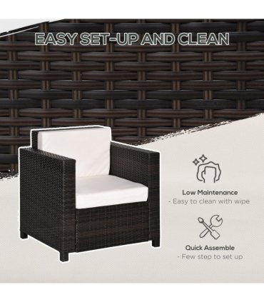 Garden Rattan Single Sofa Chair Brown PE UV Resistant 75cmx70cmx80cm Outdoor