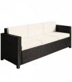 3 Seater Rattan Garden Sofa Black Outdoor Patio Wicker Weave Furniture Chair