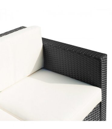 3 Seater Rattan Garden Sofa Black Outdoor Patio Wicker Weave Furniture Chair