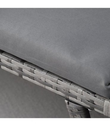 2 in 1 Rattan Folding Daybed Sofa Grey w/Cushion