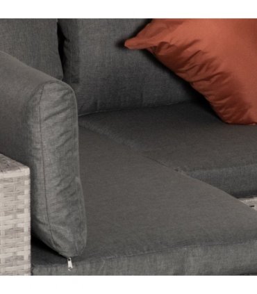 6-Seater Patio PE Rattan Sofa Set, w/ Tempered Glass Coffee Table Grey