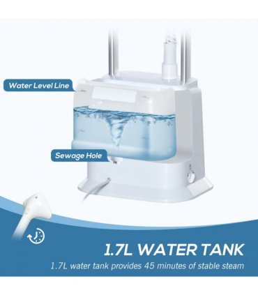 Upright Garment Clothes Steamer, 45s Fast Heat-up, 1.7L Tank White w/
