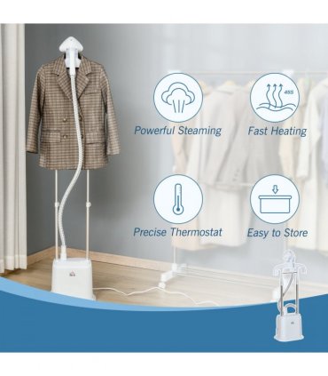 Upright Garment Clothes Steamer, 45s Fast Heat-up, 1.7L Tank White w/
