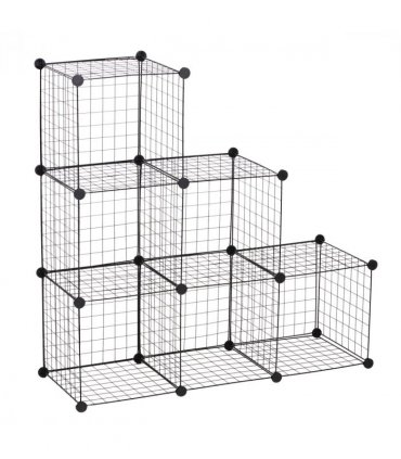 DIY 6 Cube Wire Storage Cabinet Organiser, 111L x 37W x 111Hcm-Black