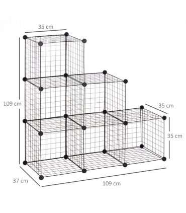 DIY 6 Cube Wire Storage Cabinet Organiser, 111L x 37W x 111Hcm-Black