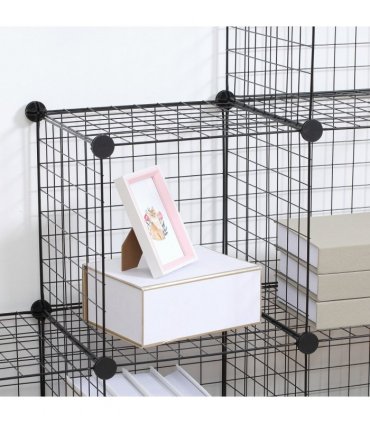 DIY 6 Cube Wire Storage Cabinet Organiser, 111L x 37W x 111Hcm-Black