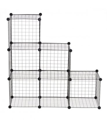 DIY 6 Cube Wire Storage Cabinet Organiser, 111L x 37W x 111Hcm-Black