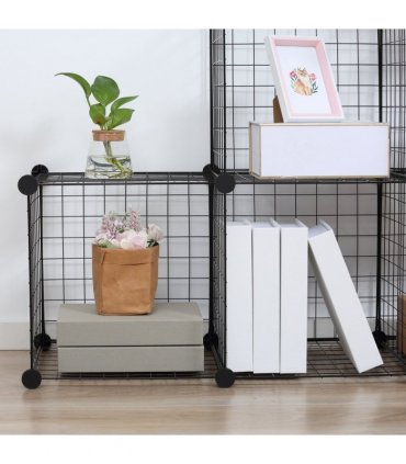 DIY 6 Cube Wire Storage Cabinet Organiser, 111L x 37W x 111Hcm-Black