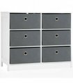 Chests of Drawer, Fabric Dresser Storage Cabinet with 6 Drawers White and Grey