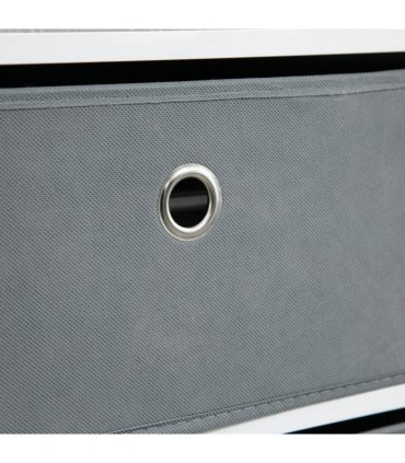 Chests of Drawer, Fabric Dresser Storage Cabinet with 6 Drawers White and Grey