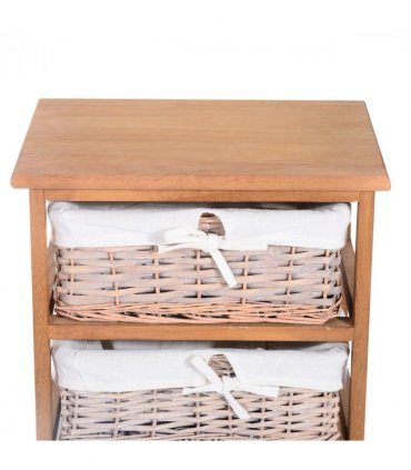 5-Drawers Storage Unit Wooden Frame W/ Wicker Woven Baskets