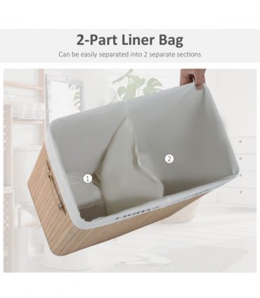 Bamboo  Laundry  Basket  Collapsible Washing Bin Storage Box W/Lid
