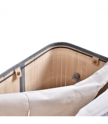 100L Flip Lid Bamboo Laundry Basket Grey