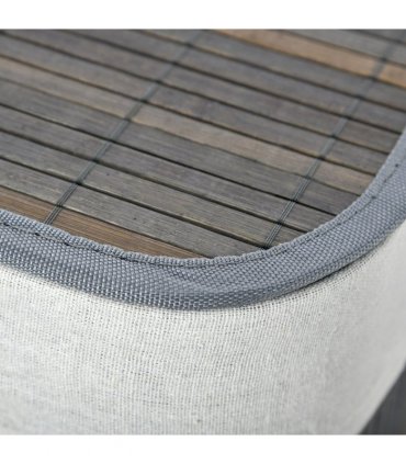 100L Bamboo Laundry Basket with Flip Lid Foldable, Grey Lining,