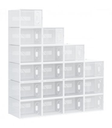 18PCS Clear Shoe Box, Plastic Stackable UK/EU Size up to 12, 28 x 36 x 21cm