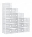 18PCS Clear Shoe Box, Plastic Stackable UK/EU Size up to 12, 28 x 36 x 21cm